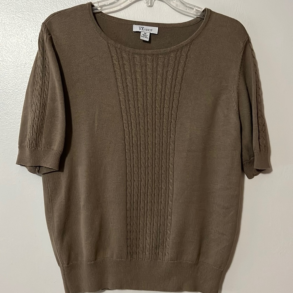 3/$20 Vintage Tog Shop Short Sleeve Sweater- Tight Rib Knit & Cable Knit